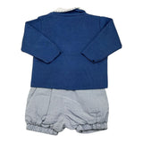 Stella Completo 3Pz Camicia-Cardigan-Salopette Blu per Neonato