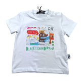 Daniele Alessandrini T-Shirt Girocollo Tinta Unita con Stampa Bianco per Neonato
