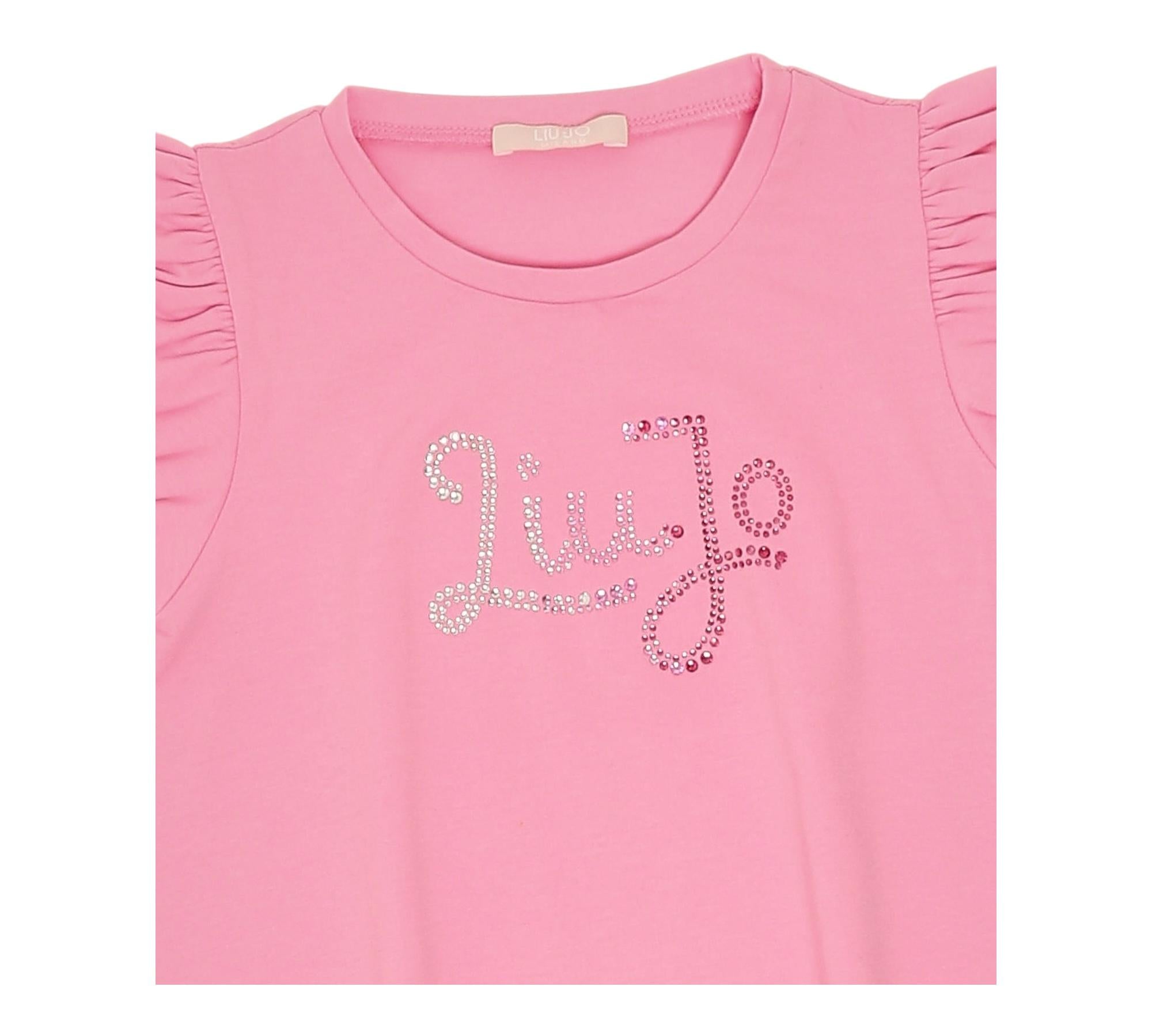 Liu Jo Abito Tinta Unita con Brillantini per Bambina KA5037XXX ROSA LIU JO 