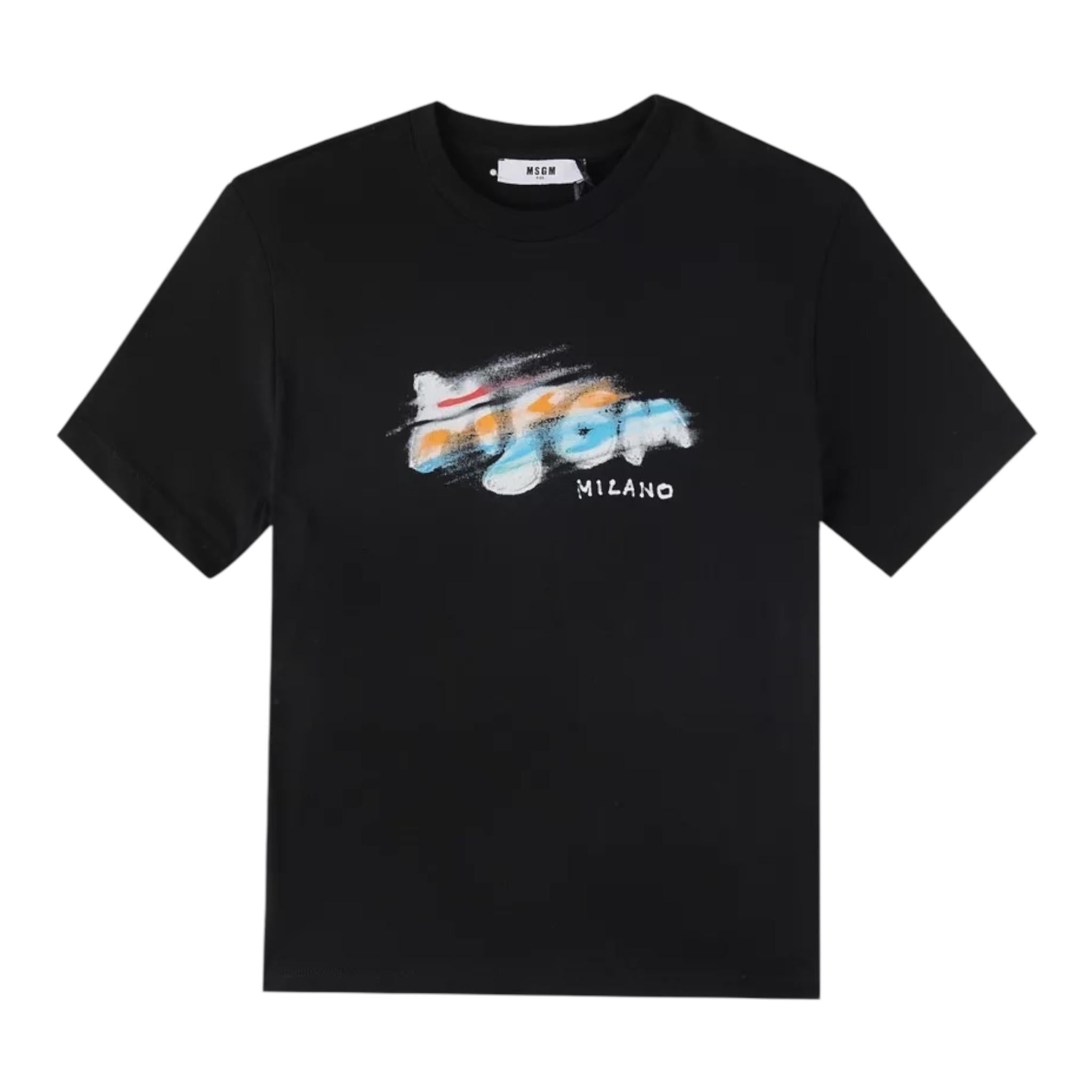 Msgm T-Shirt Girocollo Tinta Unita con Stampa per Bambino S5MSJBTH280 NERO MSGM 