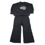 HATE LOVE completo  2 pezzi felpa-pantalone tuta palazzo Nero per Bambina OJCM00499 NERO HATE LOVE 