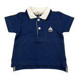 Emc Polo Mezza Manica Tinta Unita con Colletto In Contrasto Blu per Neonato