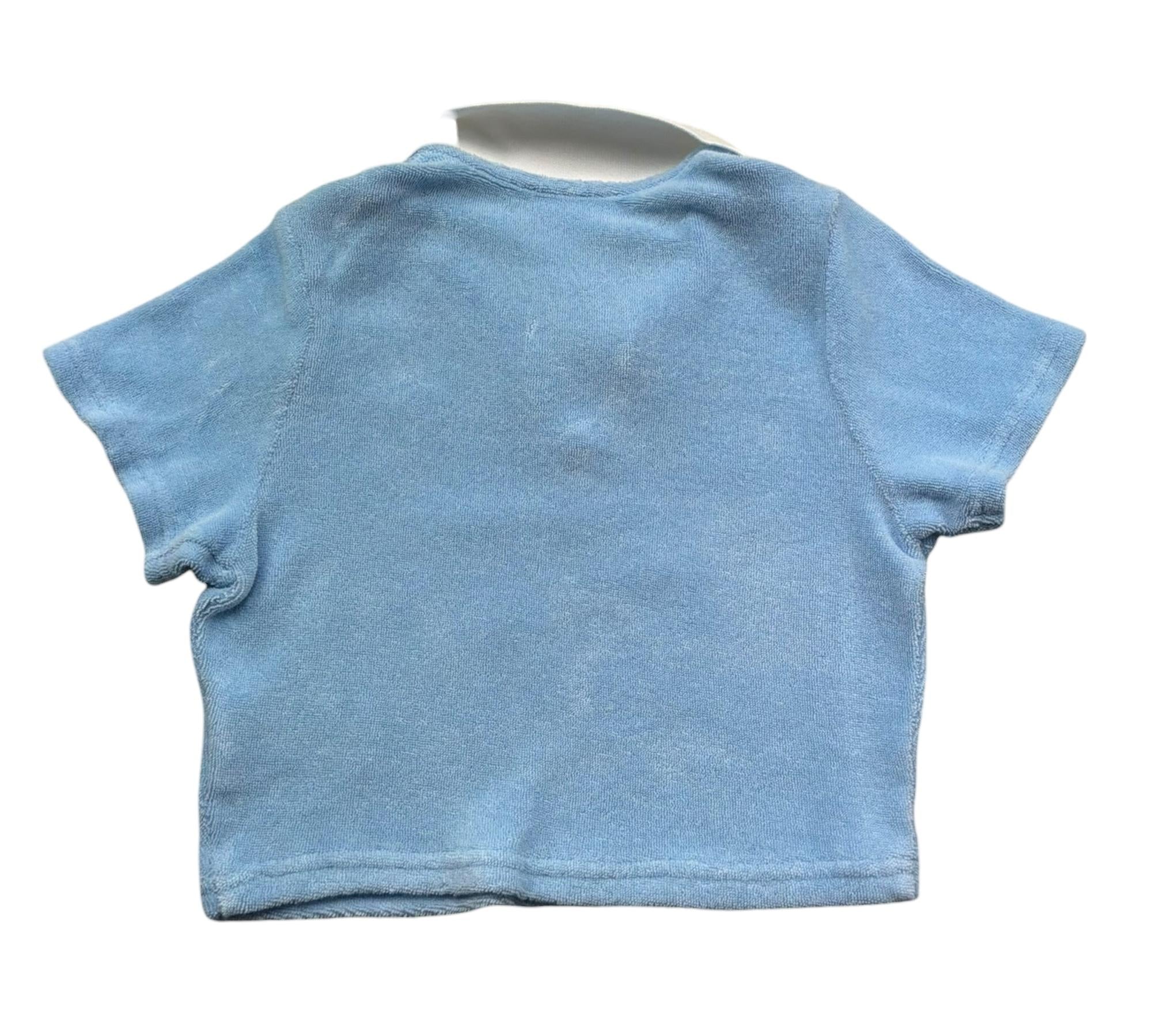 Saint Barth Polo Mezza Manica Tinta Unita In Spugna con Colletto In Contrasto per Bambina JAIM003 AZZURRO SAINT BARTH 