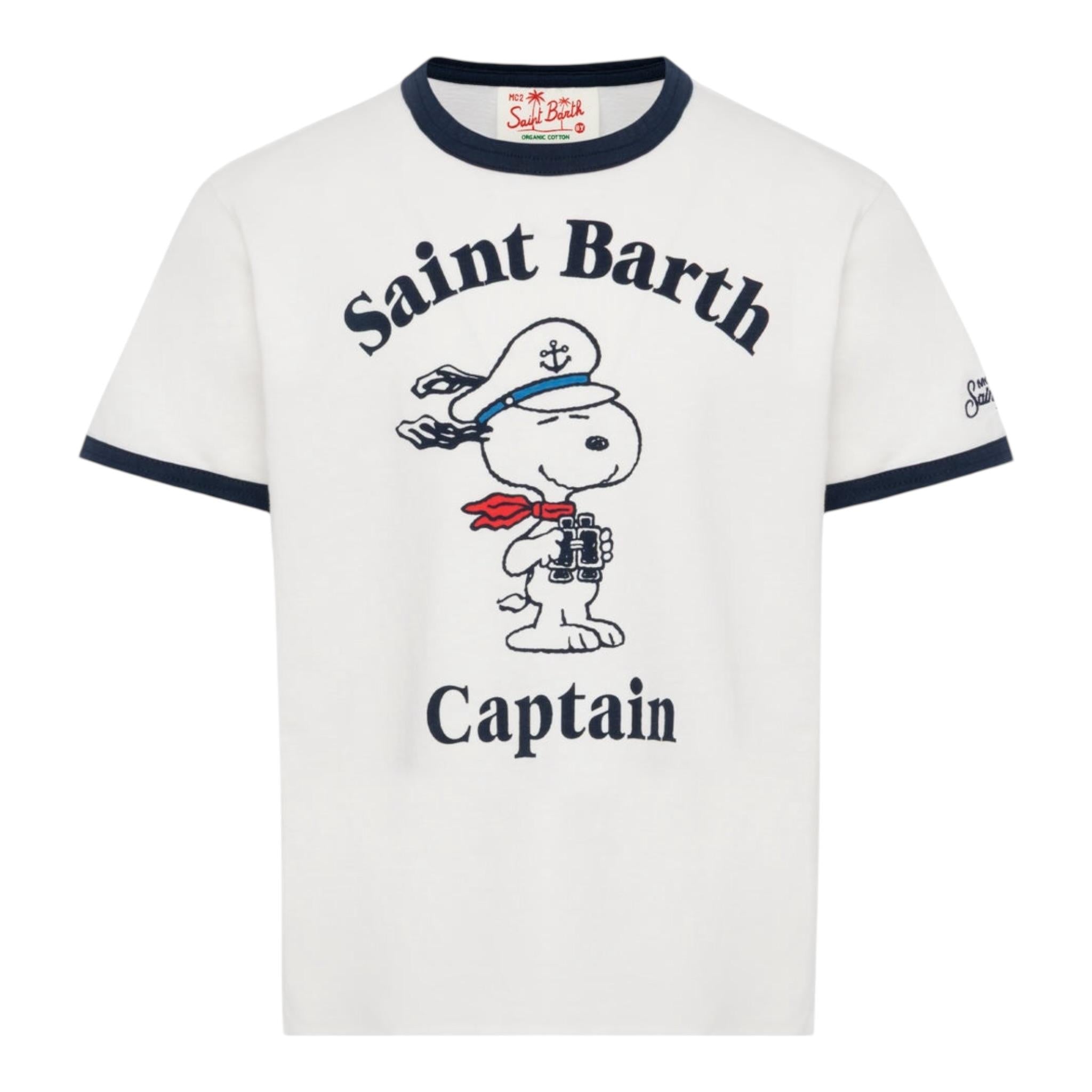 Saint Barth T-Shirt Girocollo Tinta Unita Stampa Snoopie per Bambino DENA001XX BIANCO SAINT BARTH 