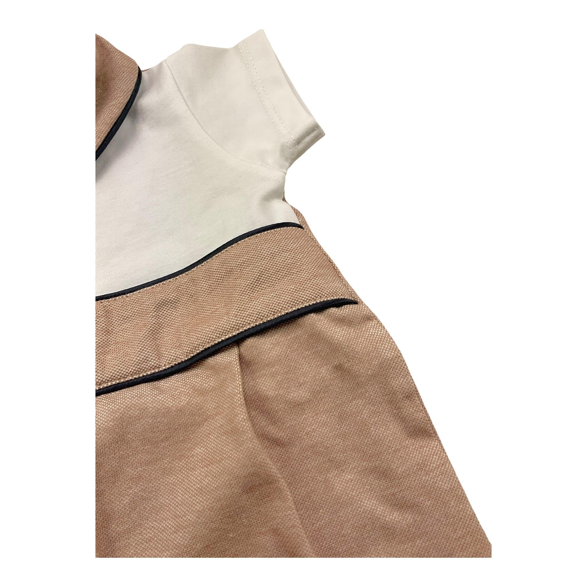 La Sartoria Dei Piccoli Pagliaccetto Bicolore Mezza Manica con Colletto per Neonato LP302 BIANCO/MARRONE LA SARTORIA DEI PICCOLI 