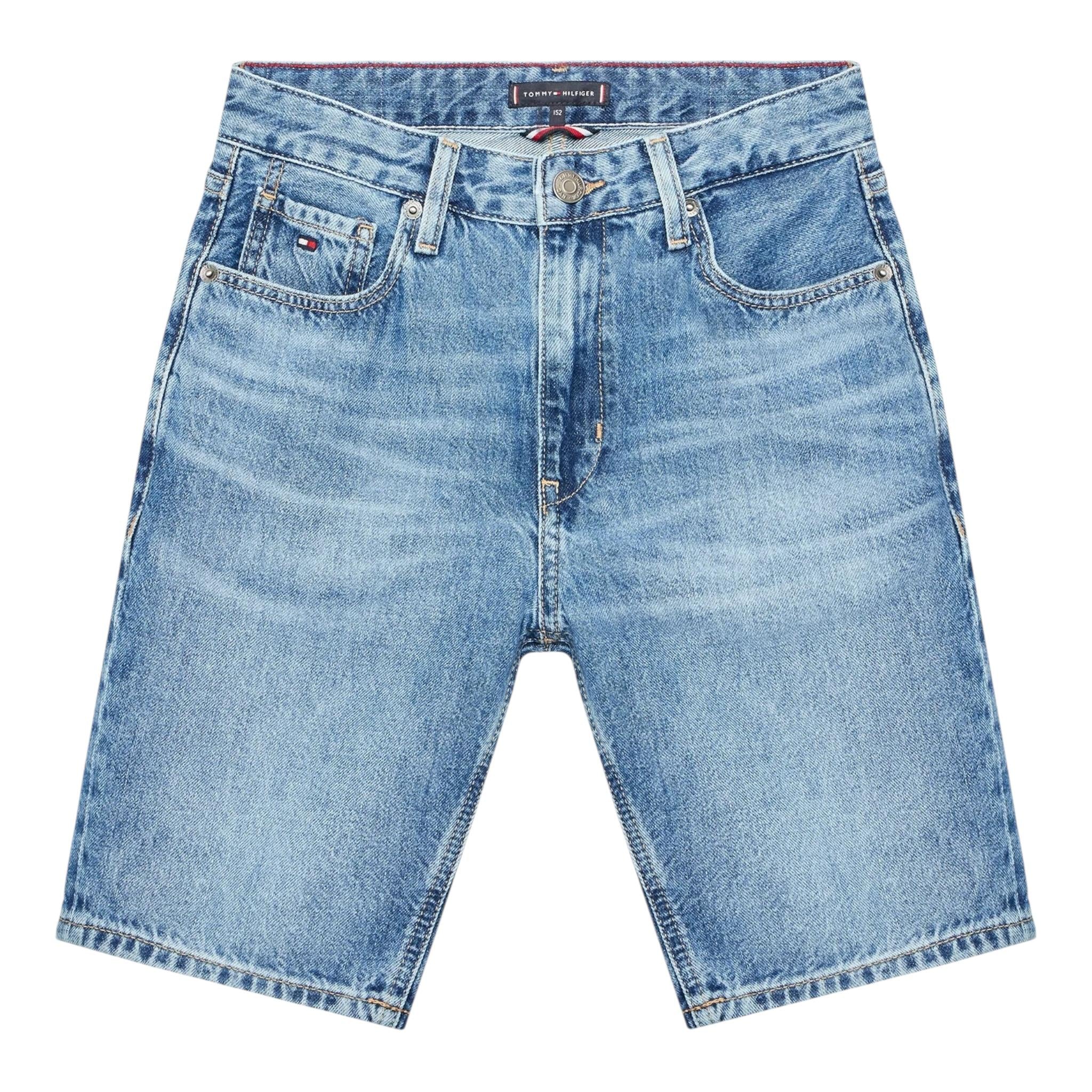 Tommy Hilfiger Bermuda Tinta Unita In Denim per Bambino KB0KB08132 BLU TOMMY HILFIGER 