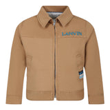 Lanvin Giacca Tinta Unita Con Zip E Stampa Logo Cammello Per Bambino
