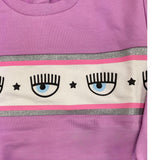 Chiara Ferragni Einfarbiges Rundhals-Sweatshirt mit lila Aufdruck für Babys