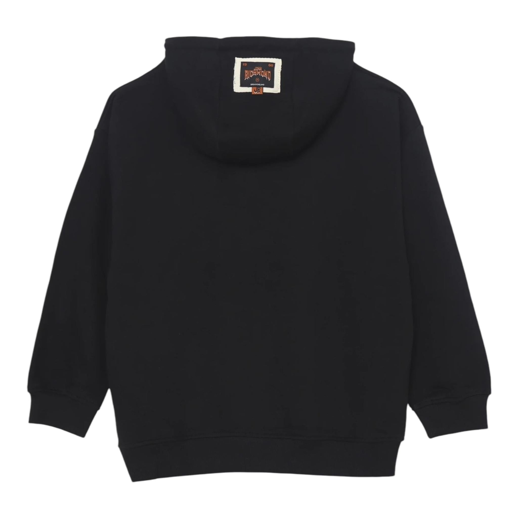 JOHN RICHMOND felpa con cappuccio tinta unita con stampa in contrasto Nero per Bambino RBA24057FEX NERO JOHN RICHMOND 