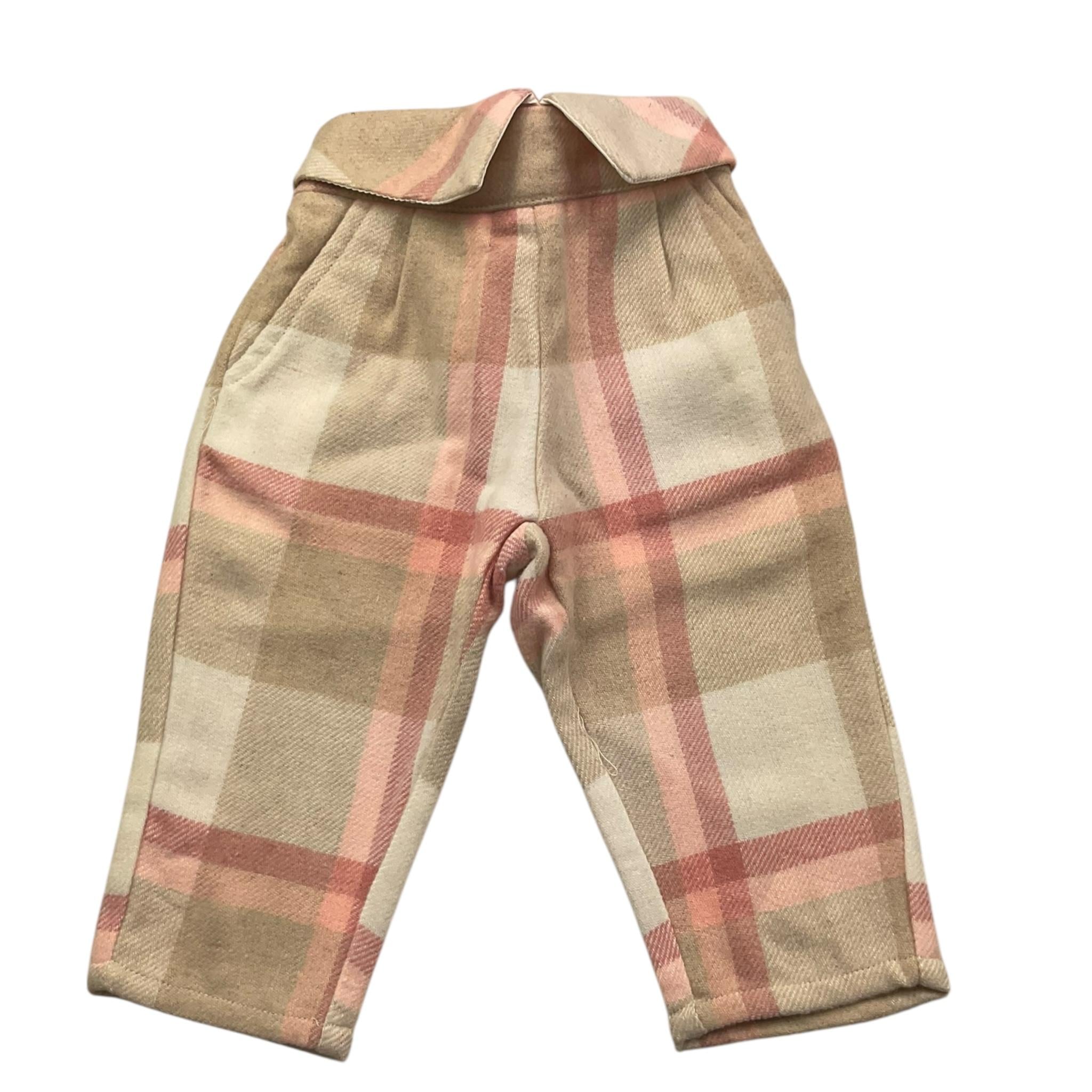 Y-CLU pantalone tinta unita con fantasia a quadri Panna per Neonata YN20756 PANNA Y-CLU 