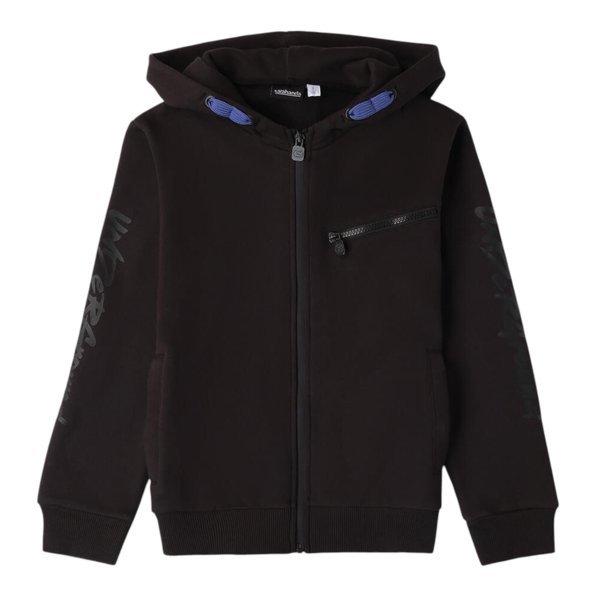 SARABANDA felpa con zip e cappuccio tinta unita Nero per Bambino A511 NERO SARABANDA 