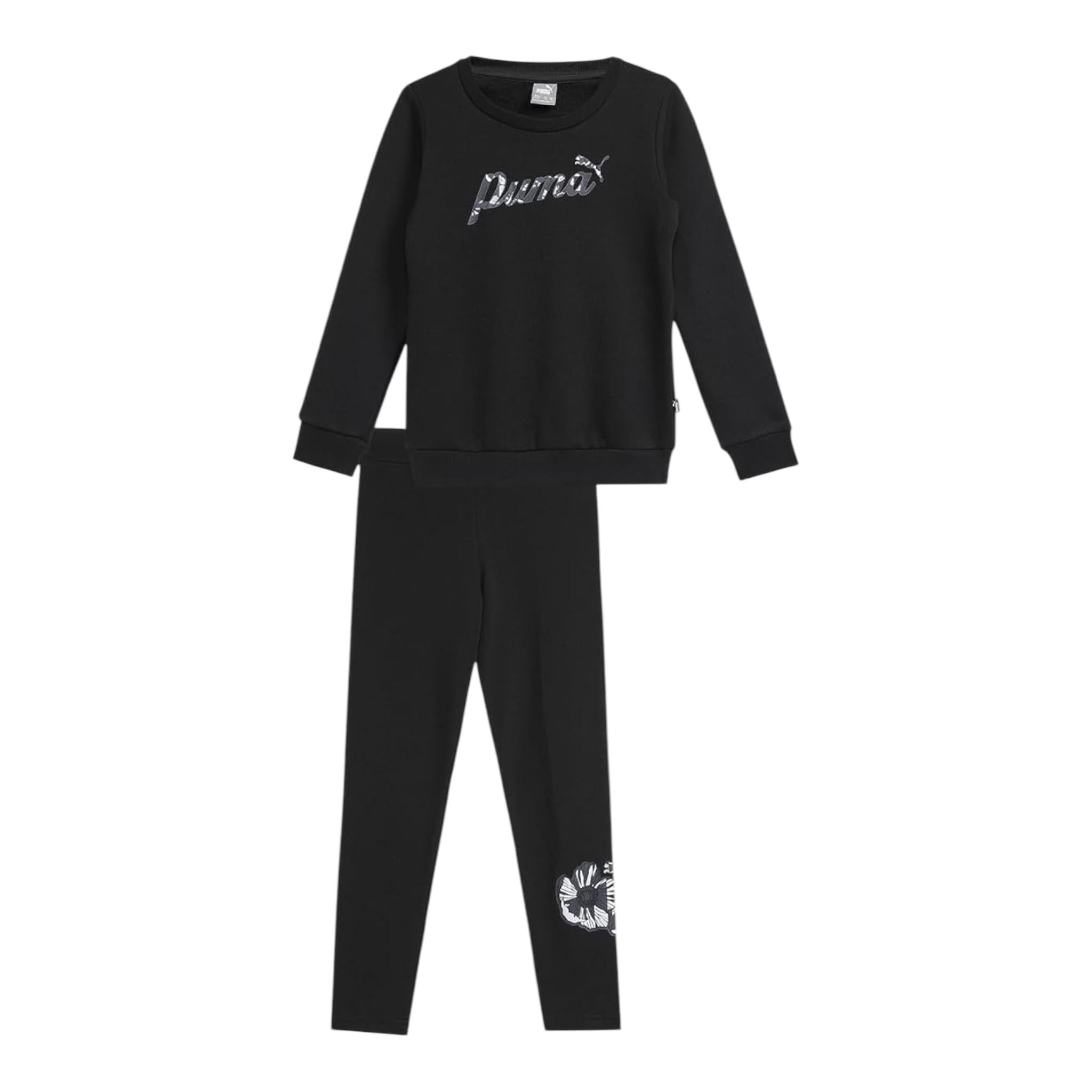 PUMA completo 2 pezzi felpa-pantalone tinta unita Nero per Bambina 683322 NERO PUMA 
