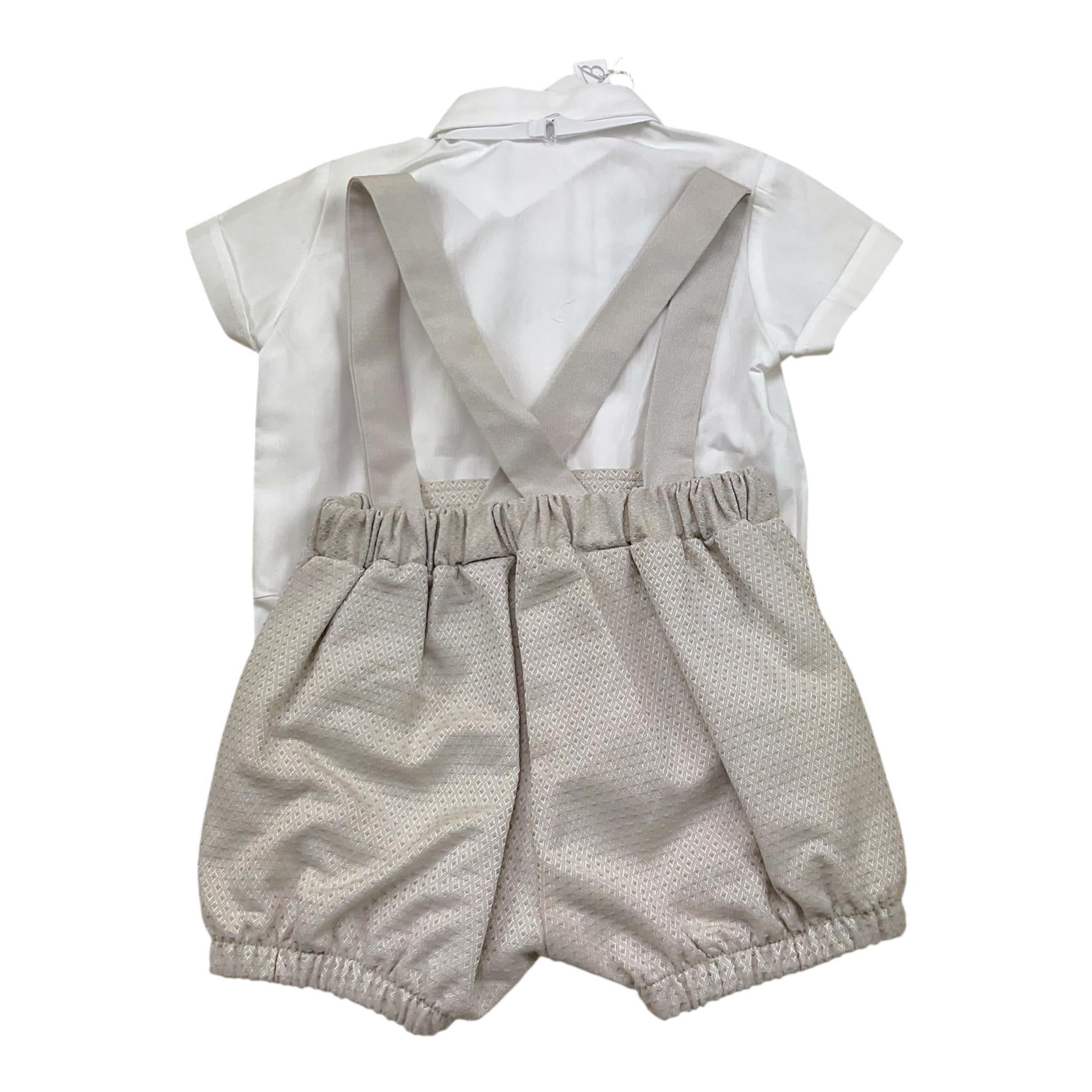 Barcellino Completo 3 Pezzi Papillion-Bermuda con Bretelle-Body per Neonato 120704 BEIGE BARCELLINO 