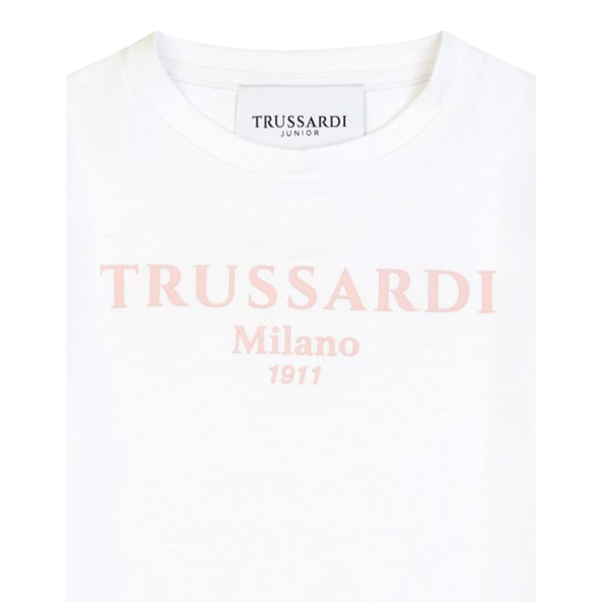 Trussardi T-Shirt Girocollo Tinta Unita con Stampa per Bambina TGP25004TS BIANCO TRUSSARDI 