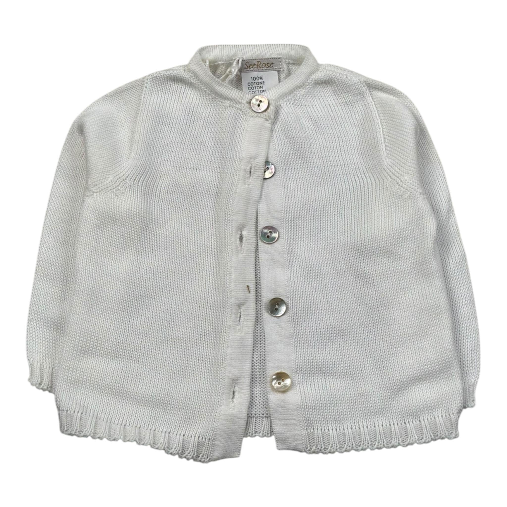 Seerose Cardigan Tinta Unita per Neonato SEEC PANNA SEEROSE 