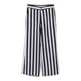 Moschino Pantalone Mod Palazzo Bicolore Con Fantasia A Righe  Bianco/Nero Per Bambina