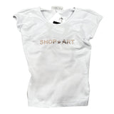 Shopart Top Tinta Unita con Stampa Brillantini per Bambina SAJKS000403 BIANCO SHOPART 