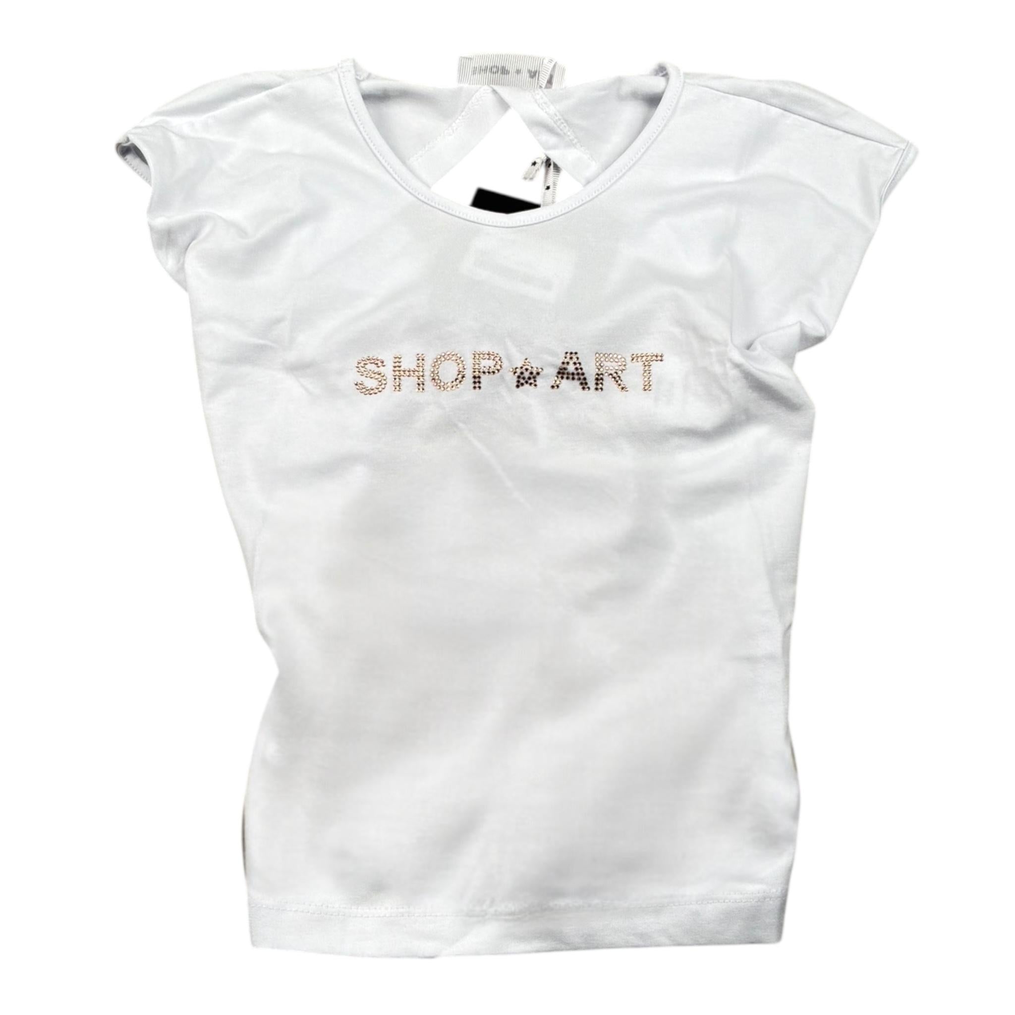 Shopart Top Tinta Unita con Stampa Brillantini per Bambina SAJKS000403 BIANCO SHOPART 