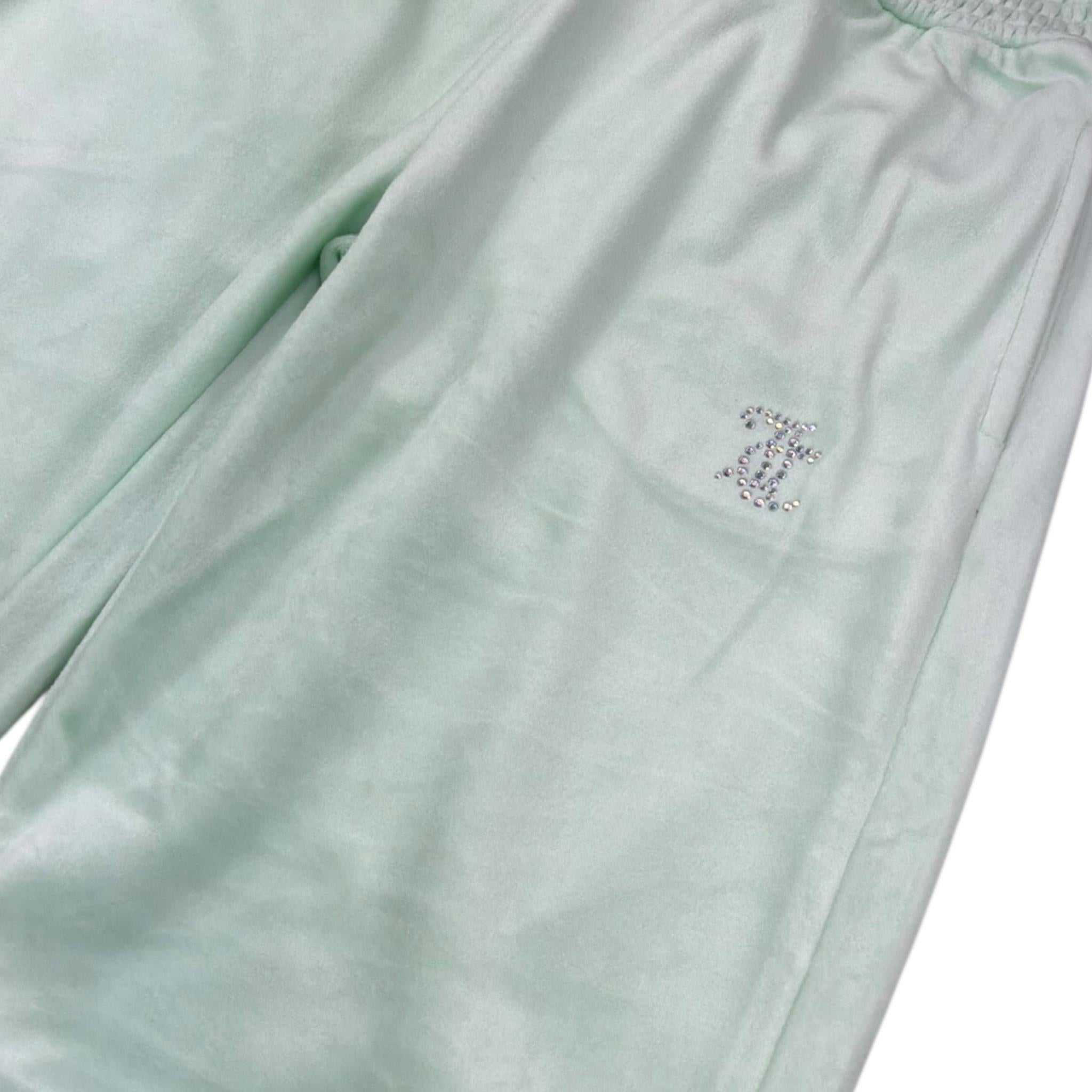Juicy Couture Pantalone In Velluto Tinta Unita per Bambina JBX6686 VERDE ACQUA JUICY COUTURE 
