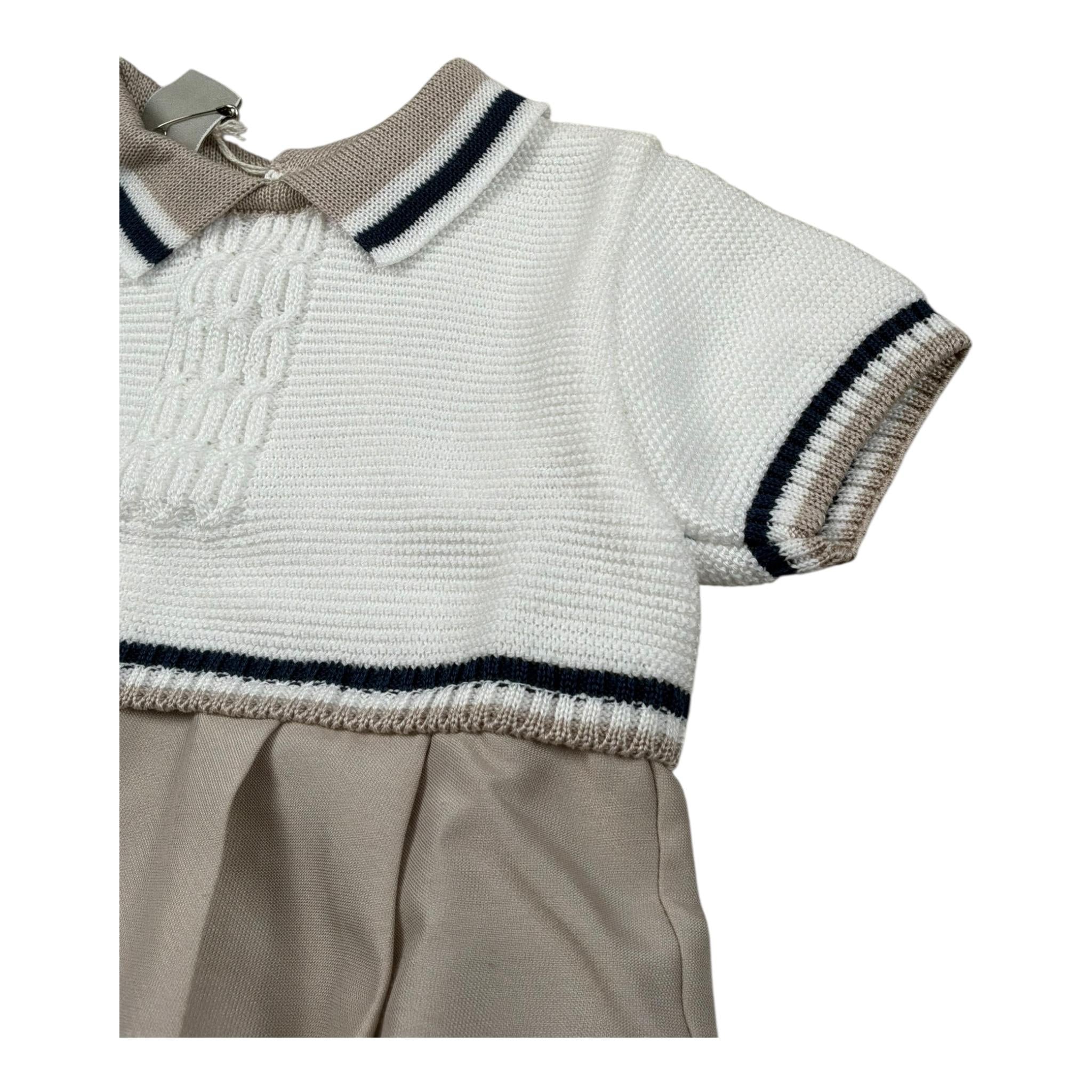 Marlu' Pagliaccetto Bicolore Mezza Manica per Neonato EB5520 BIANCO/BEIGE MARLU' 