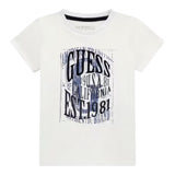 Guess T-Shirt Girocollo Tinta Unita con Stampa per Bambino N5RI19K8HM4 BIANCO GUESS 