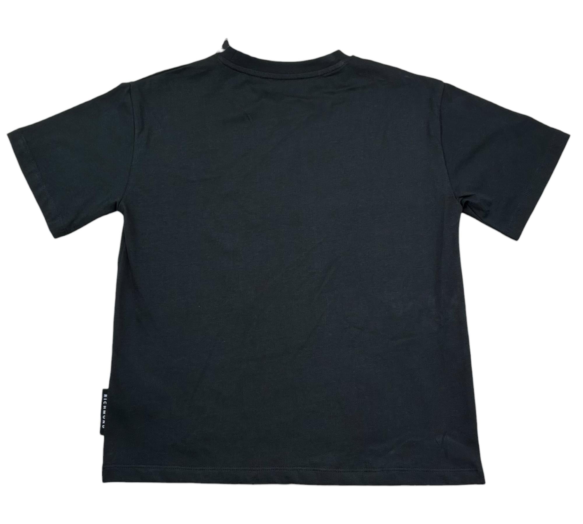 John Richmond T-Shirt Girocollo Tinta Unita con Ricami per Bambino RBP26099TS NERO JOHN RICHMOND 