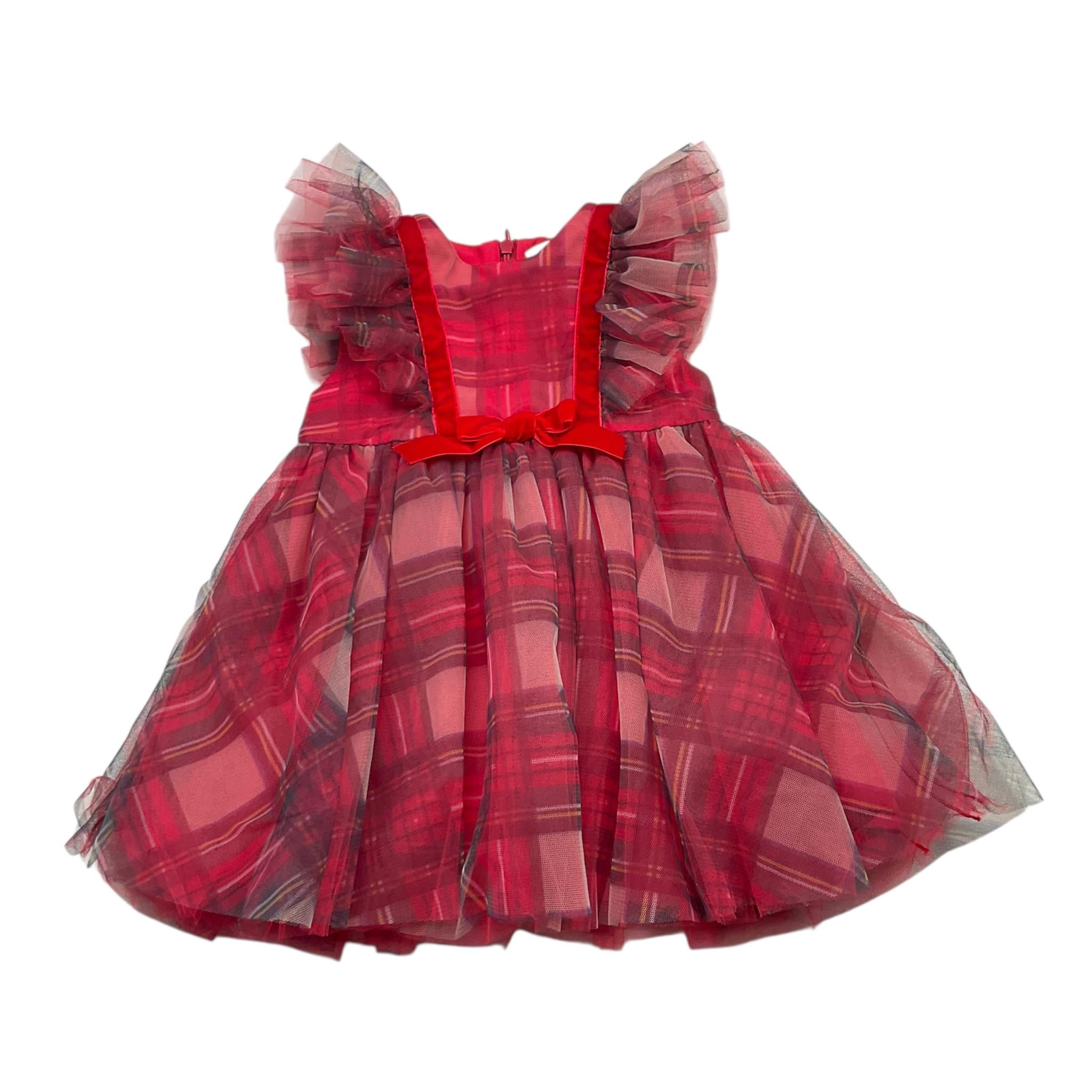 ILLIANA abito tinta unita con tulle Rosso per Neonata 205F ROSSO ILLIANA 