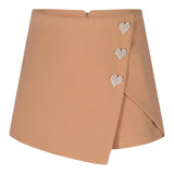Fun & Fun Short Tinta Unita Con Applicazioni Cuori Beige Per Bambina