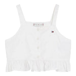 Tommy Hilfiger Top Giromanca Tinta Unita In Pizzo Sangallo per Bambina KG0KG07289 BIANCO TOMMY HILFIGER 