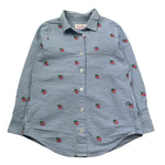 Saint Barth Camicia Manica Lunga Fantasia A Irghe E Ricami Fragole per Bambina MINIBRIGITTE BLU SAINT BARTH 