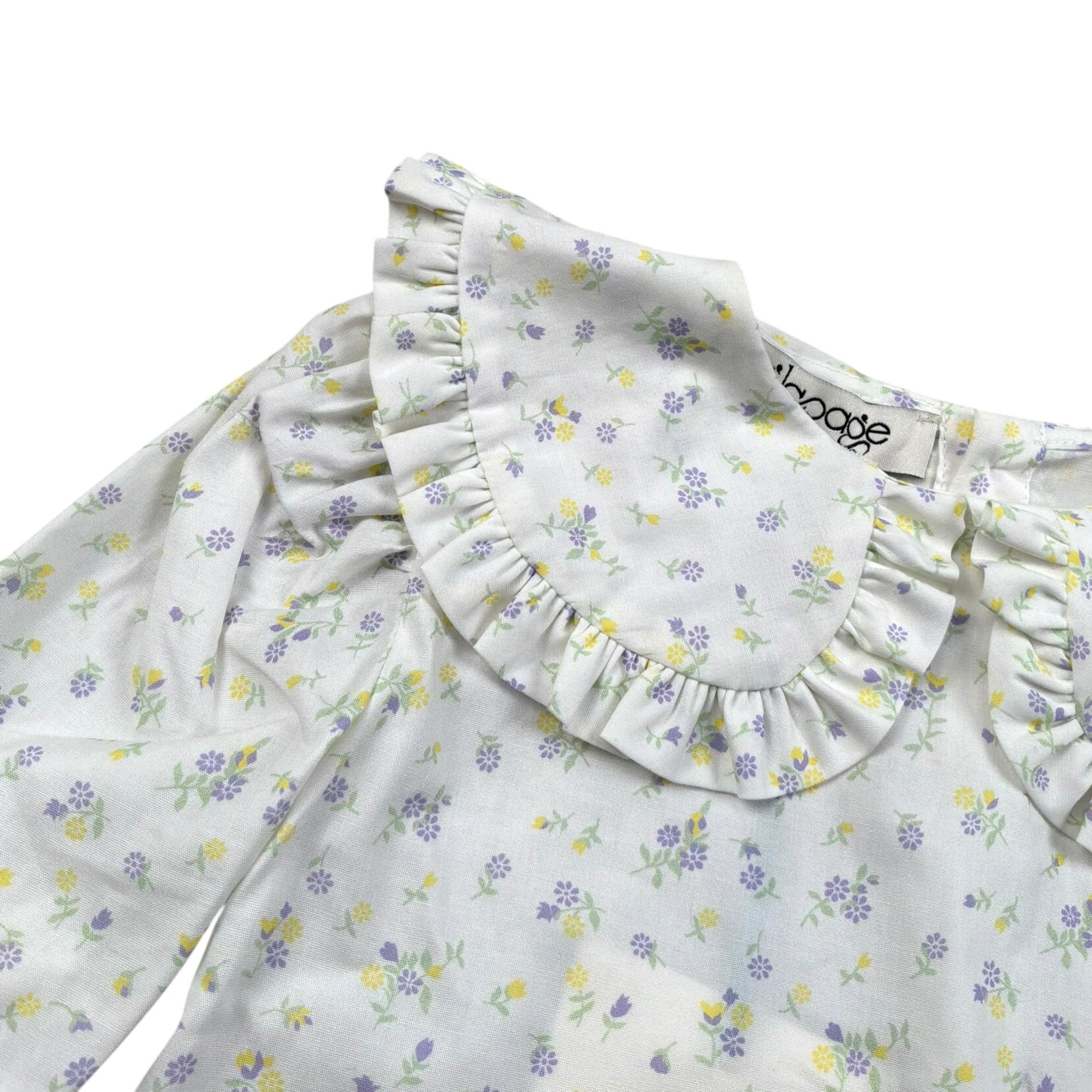 A' La Page Camicia Manica Lunga Tinta Unita Fantasia Floreale per Neonata AL166 BIANCO A' LA PAGE 