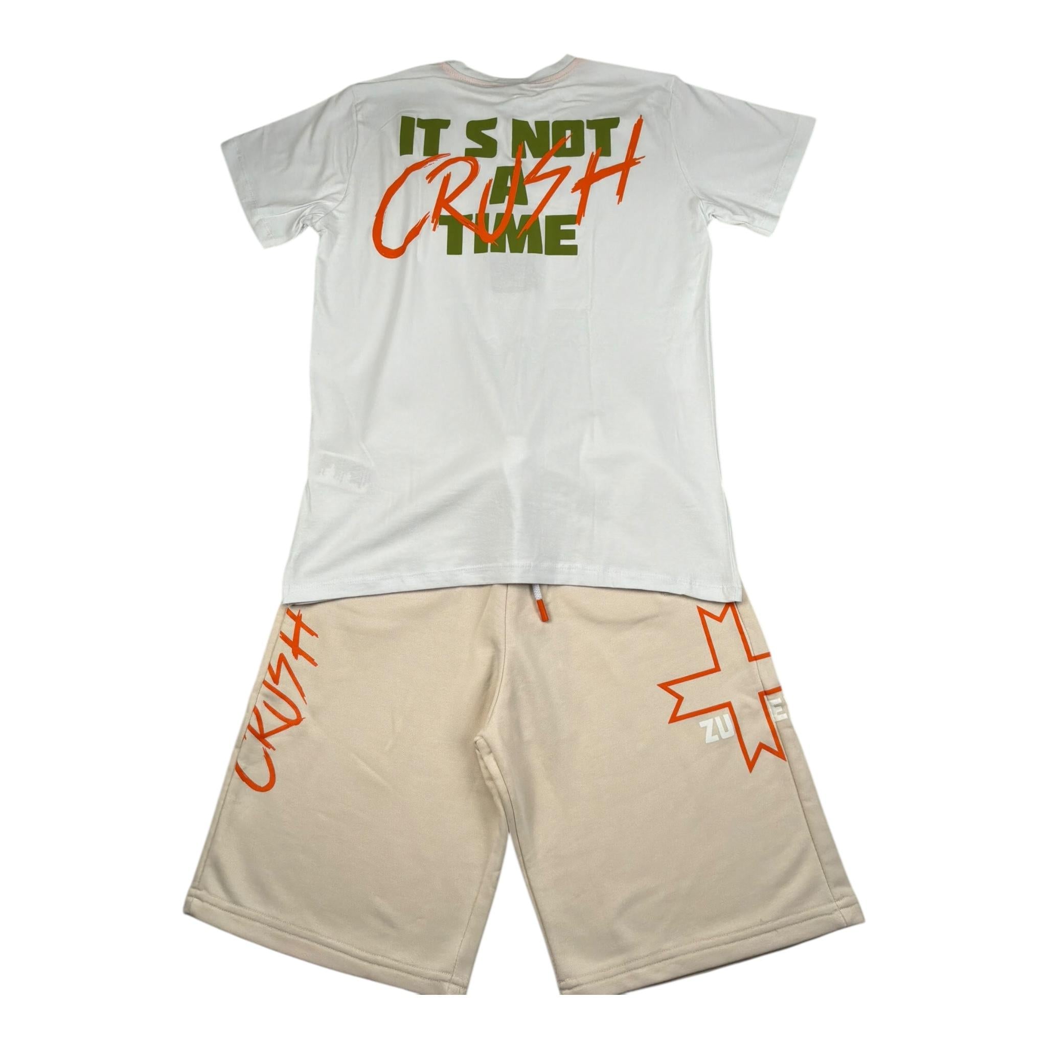 Zu+Elements Completo 2 Pezzi T-Shirt-Bermuda Bicolore per Bambino ZU1770 BIANCO/BEIGE ZU+ELEMENTS 