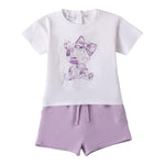 Sarabanda Completo 2 Pezzi T-Shirt-Short per Bambina 0B255X BIANCO/LILLA SARABANDA 