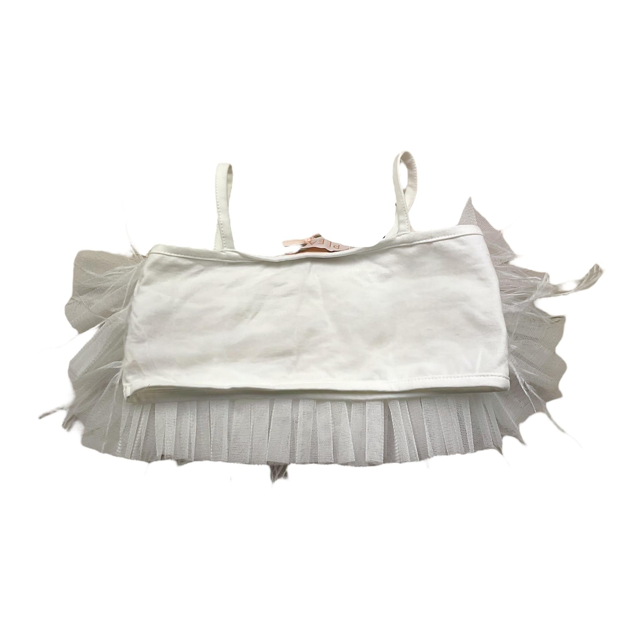 Please Top Tinta Unita con Balze per Bambina MO06032G73 BIANCO PLEASE 