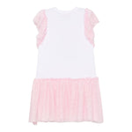 Monnalisa Abito Bicolore con Stampa E Brillantini per Bambina 19E918 BIANCO/ROSA MONNALISA 