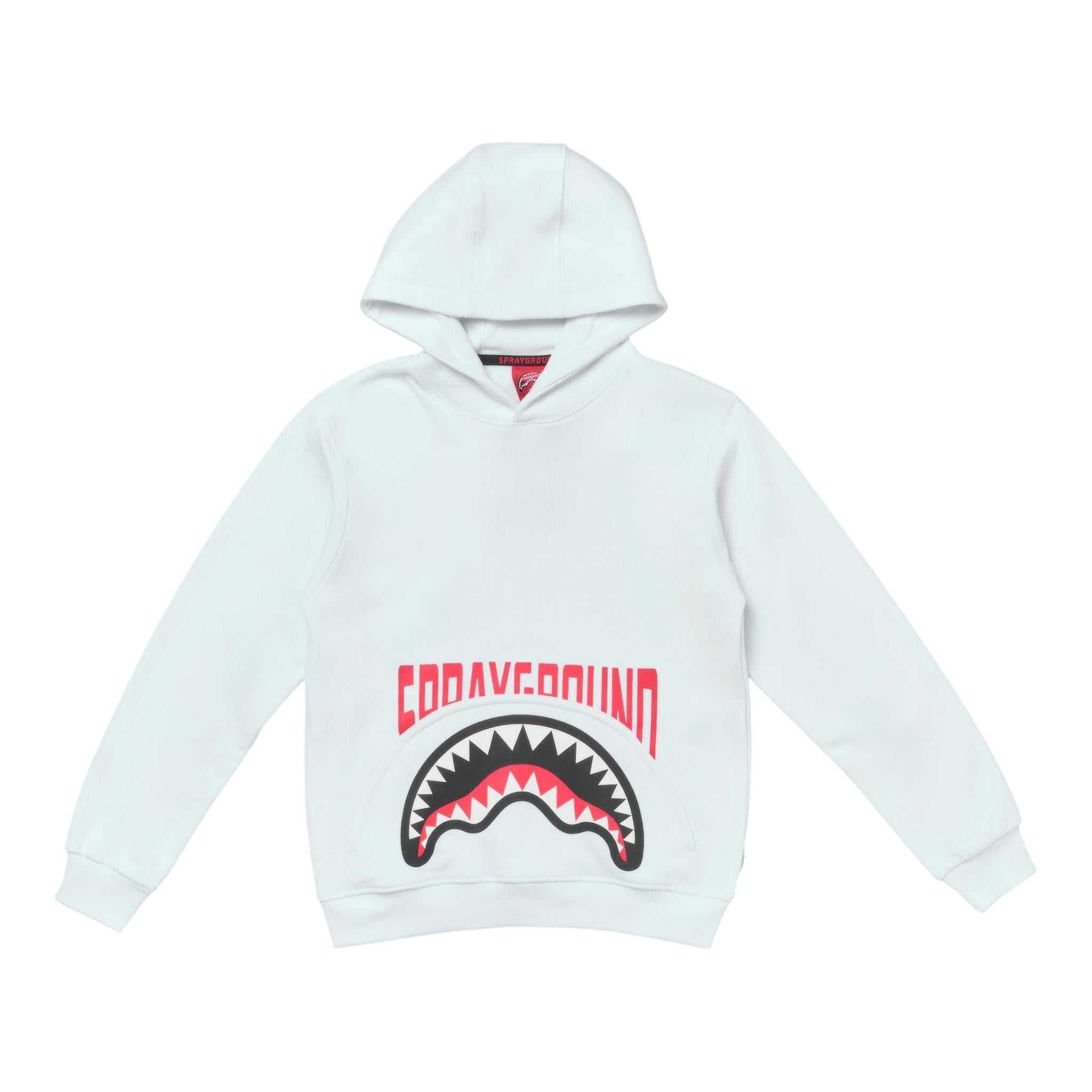 Sprayground Felpa Chiusa con Cappuccio Tinta Unita con Stampa per Bambino SPY1131WHT BIANCO SPRAYGROUND 