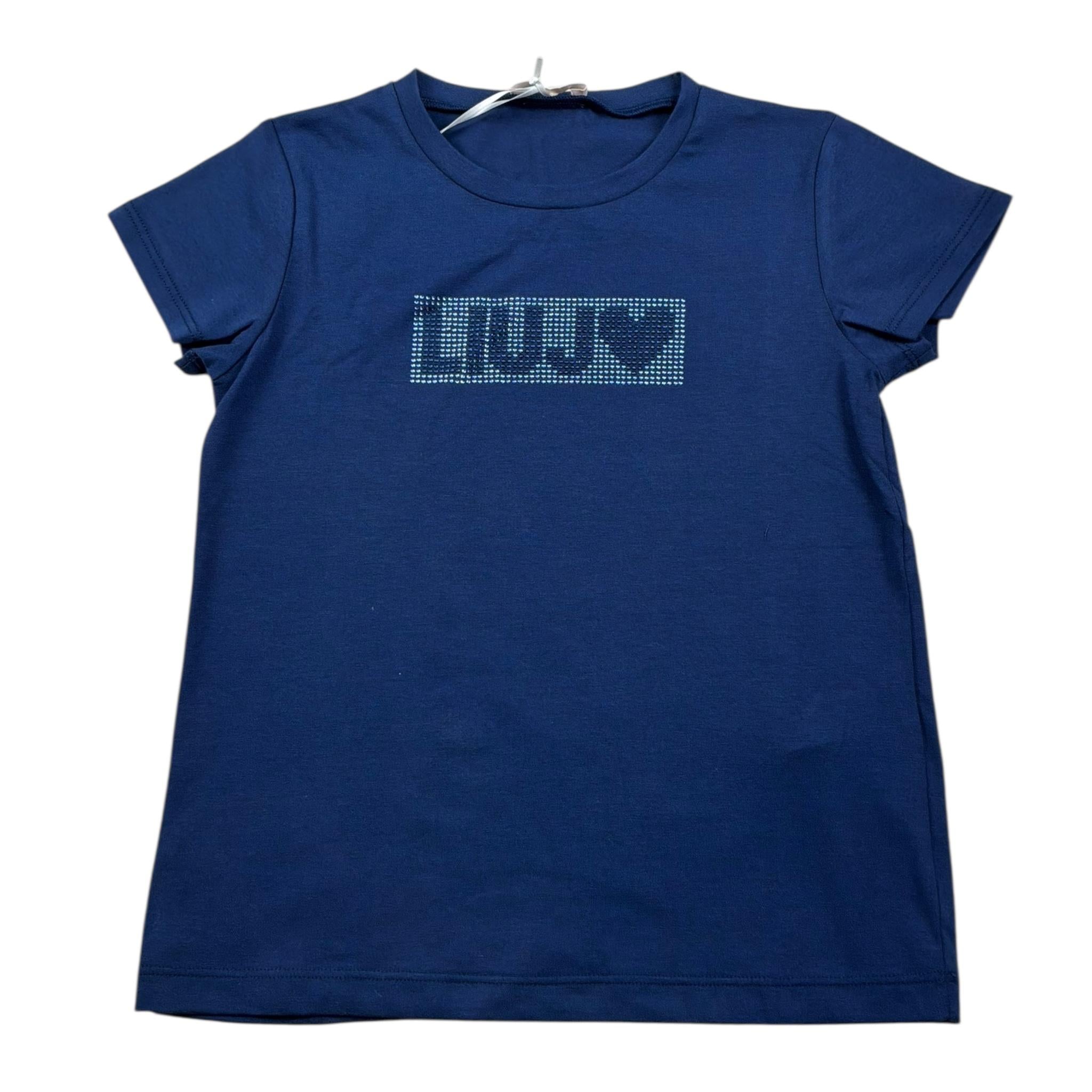 Liu Jo T-Shirt Tinta Unita con Brillantini per Neonata KA5095XXXX BLU LIU JO 