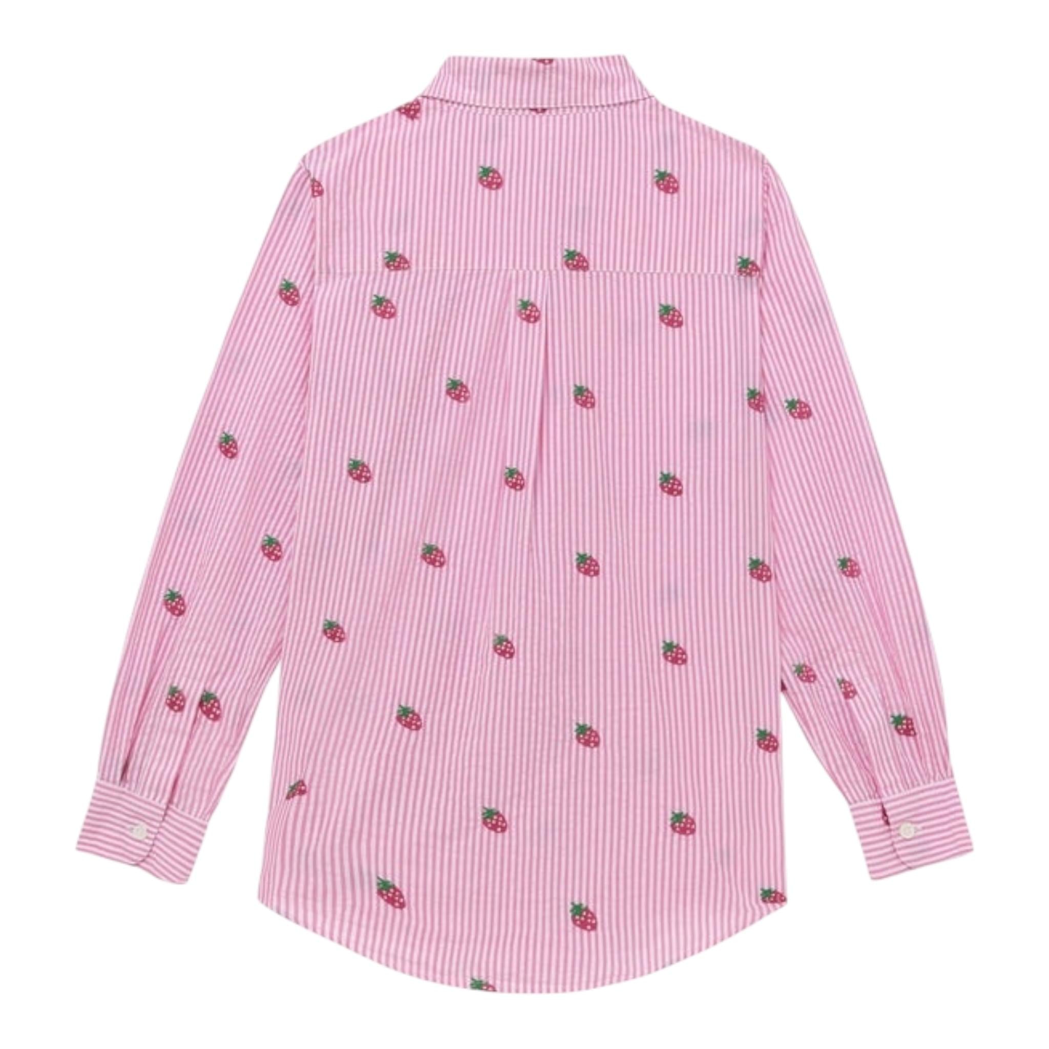 Saint Barth Camicia Bicolore con Fantasia A Righe per Bambina BRIG003 BIANCO/ROSA SAINT BARTH 