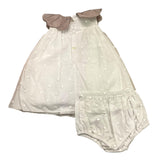 La Stupenderia Abito Giromanica Tinta Unita Con Tulle E Culotte Bianco Per Neonata