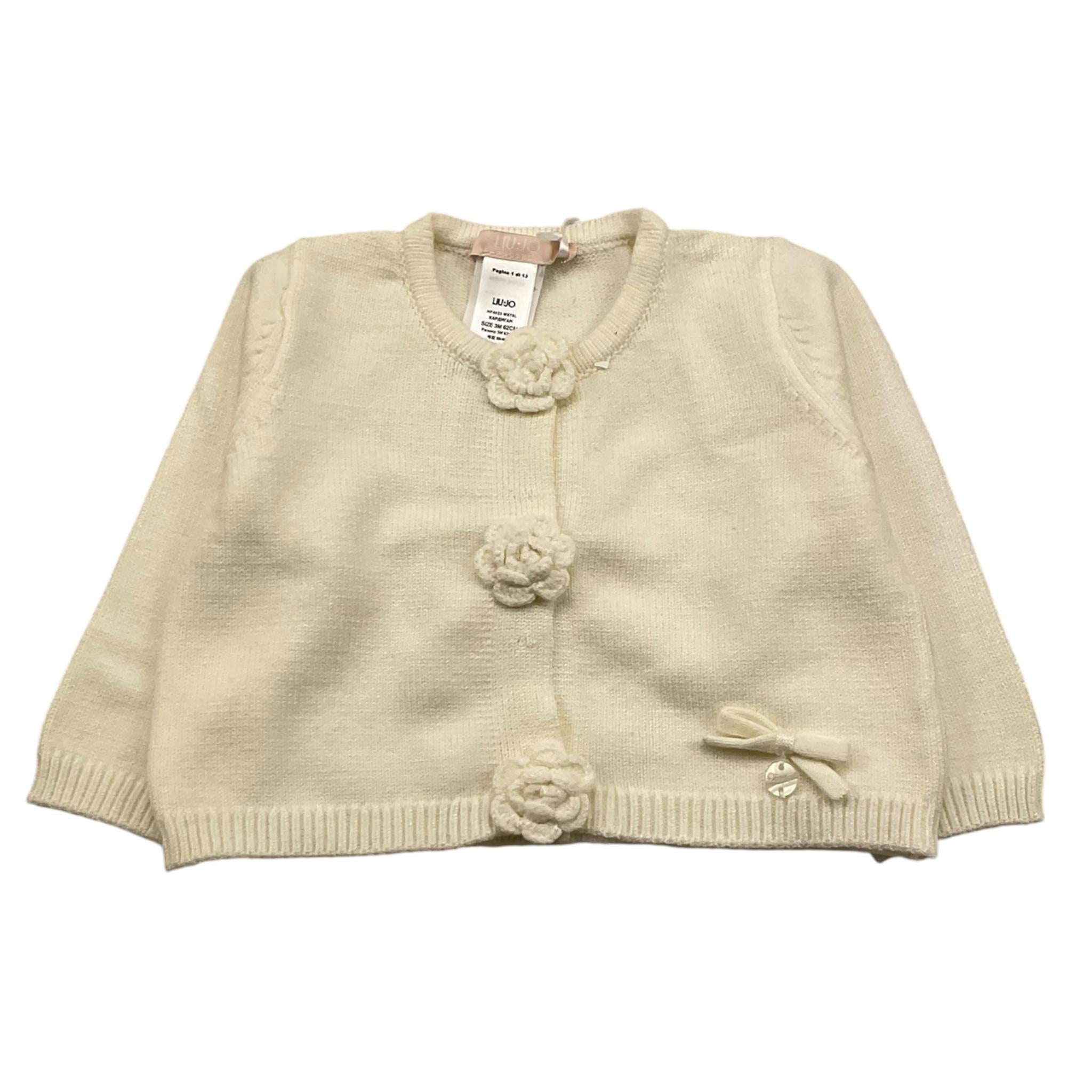 LIU JO cardigan tinta unita con applicazioni Panna per Neonata HF4023 PANNA LIU JO 