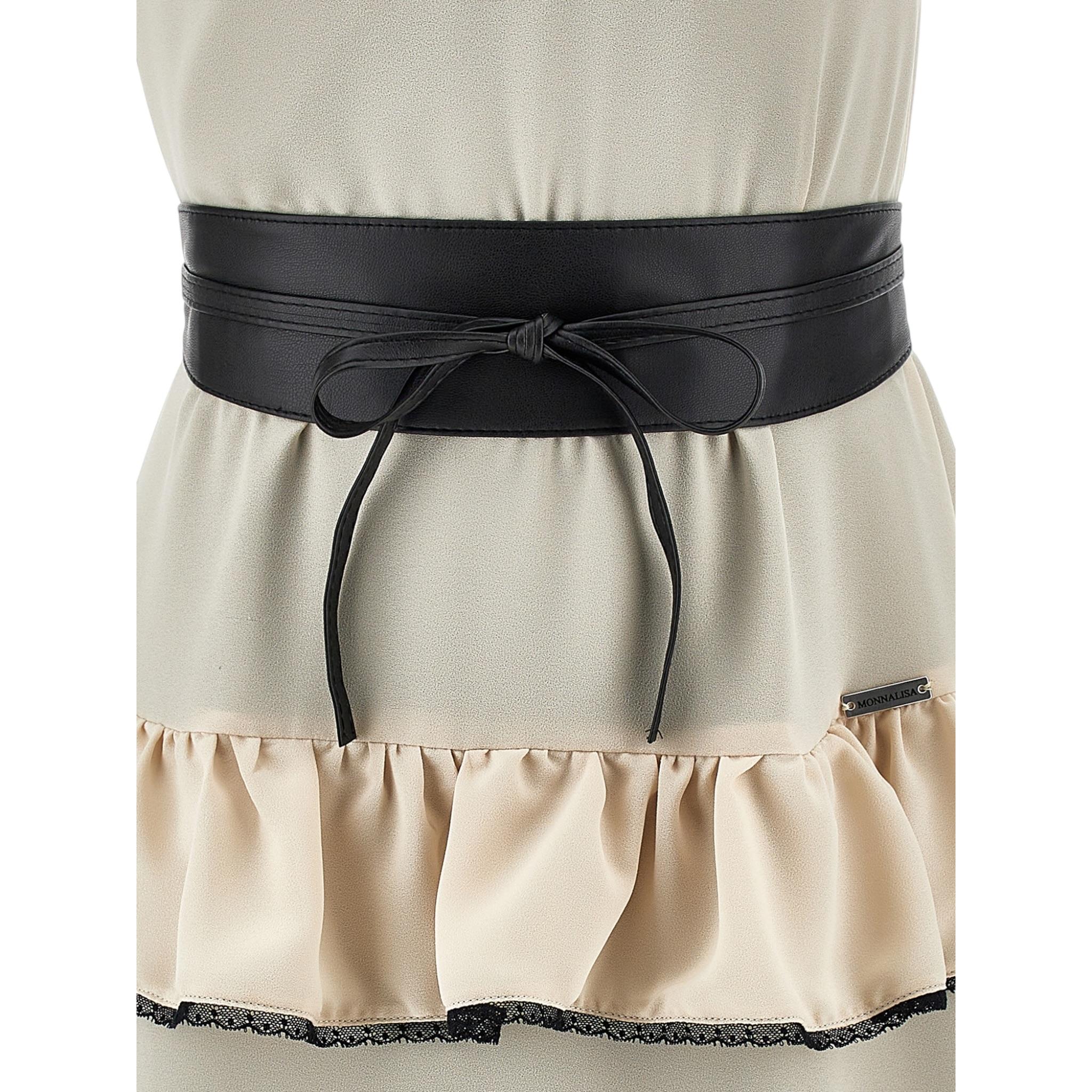 Monnalisa Abito Tinta Unita con Ruches per Bambina 41E905 BEIGE MONNALISA 
