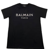 BALMAIN t-shirt girocollo tinta unita con logo Nero per Bambino BV8P11 NERO BALMAIN 