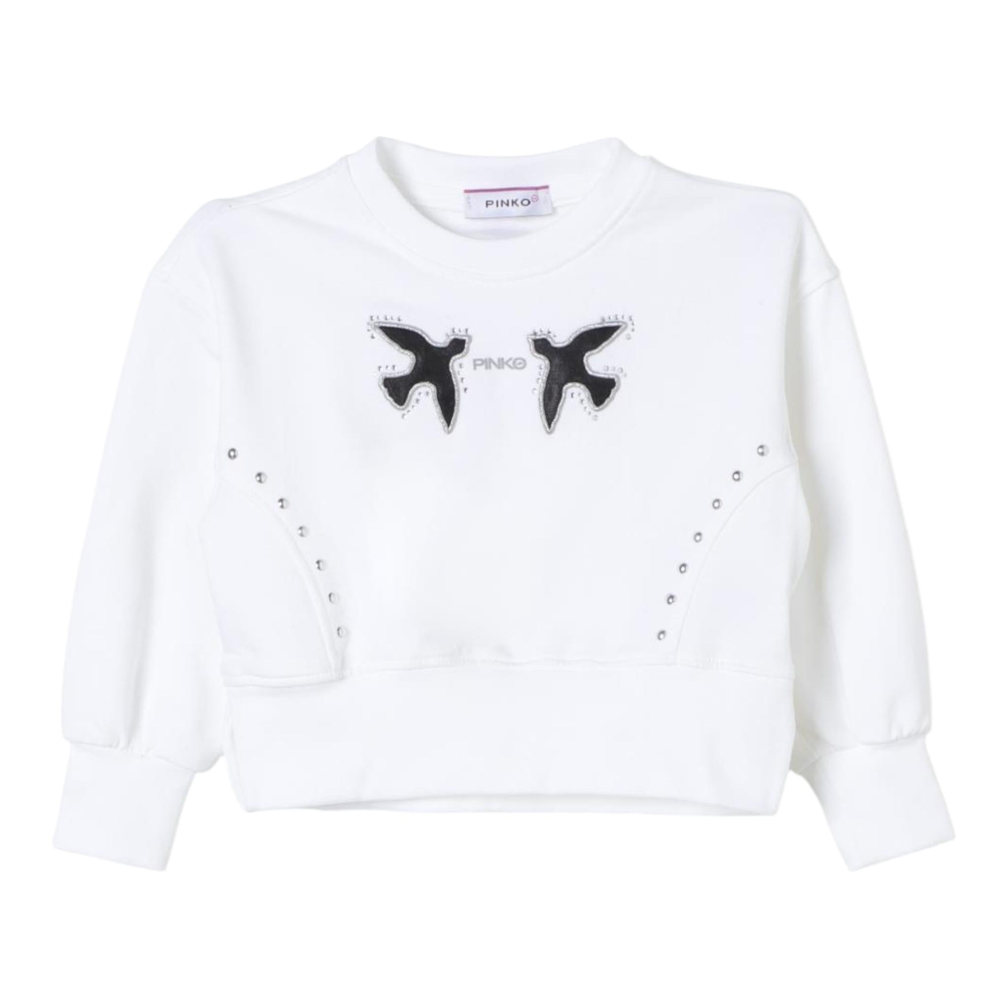 PINKO felpa girocollo tinta unita con stampa Bianco per Bambina F4PIBGSW208 BIANCO PINKO 