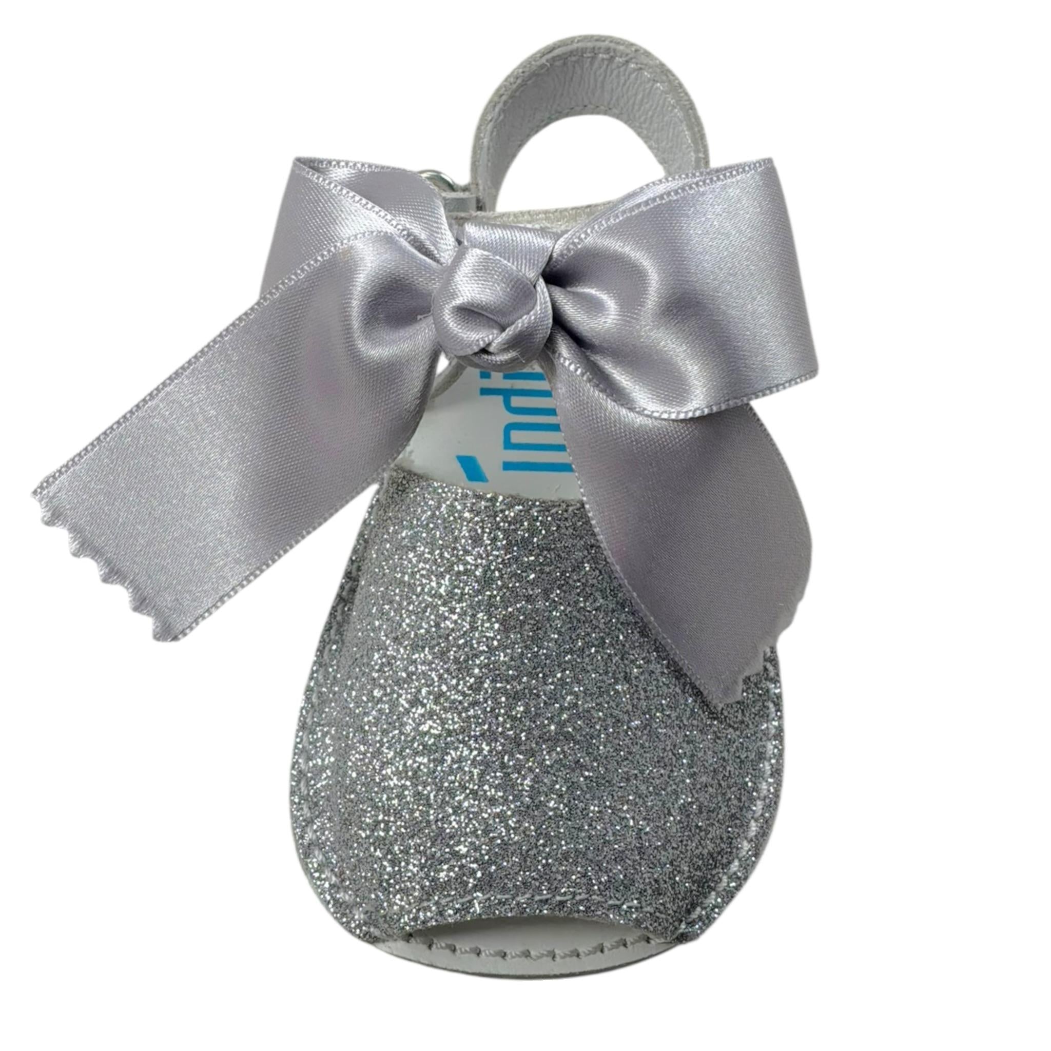 Indice Sandalo Tinta Unita con Brillantini E Fiocco per Neonata 318 ARGENTO INDICE 
