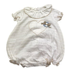 Barcellino Pagliaccetto Tinta Unita con Colletto E Stampa per Neonata 9419 BIANCO BARCELLINO 