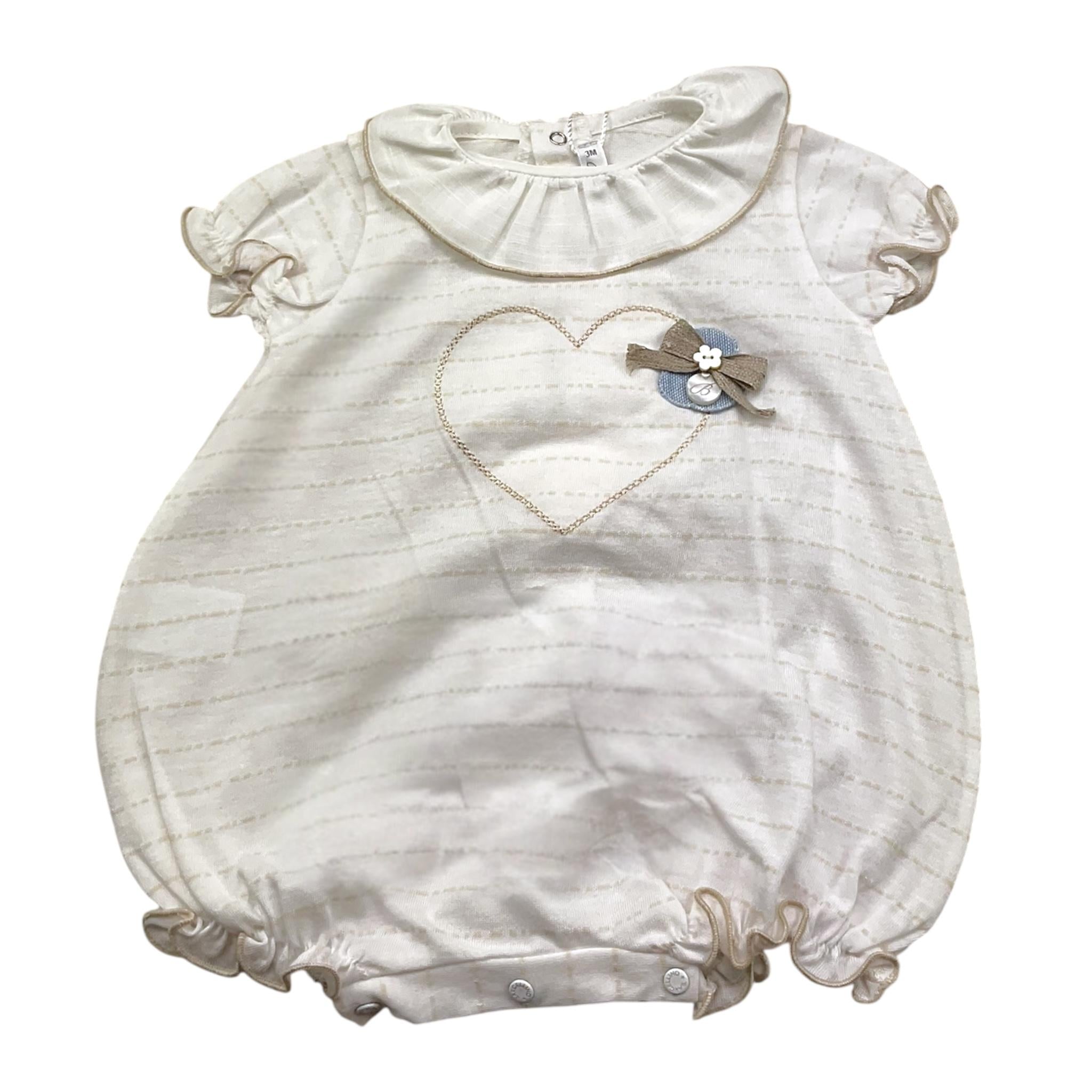 Barcellino Pagliaccetto Tinta Unita con Colletto E Stampa per Neonata 9419 BIANCO BARCELLINO 