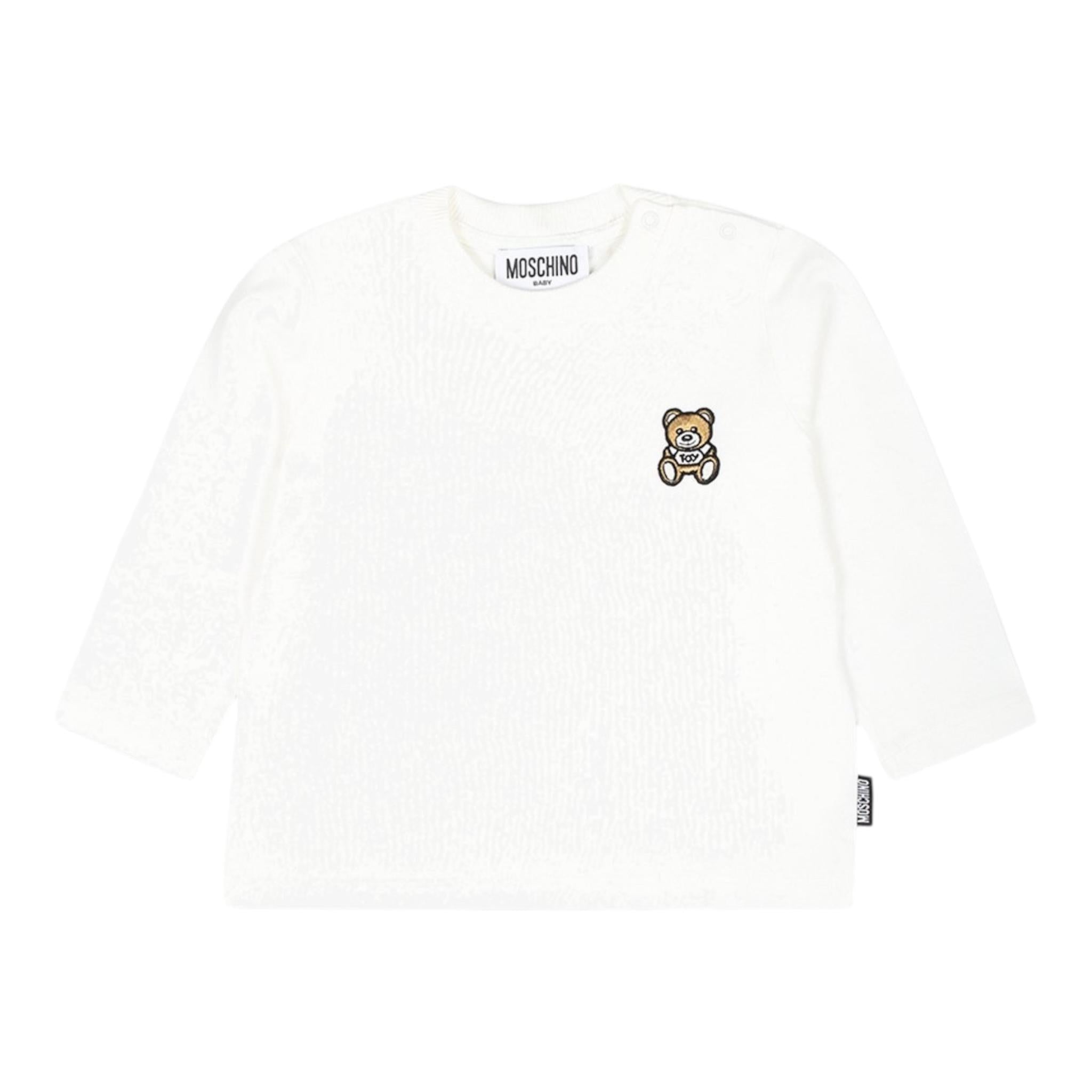 MOSCHINO shirt girocollo tinta unita con polsini Bianco per Neonato MPO00R BIANCO MOSCHINO 