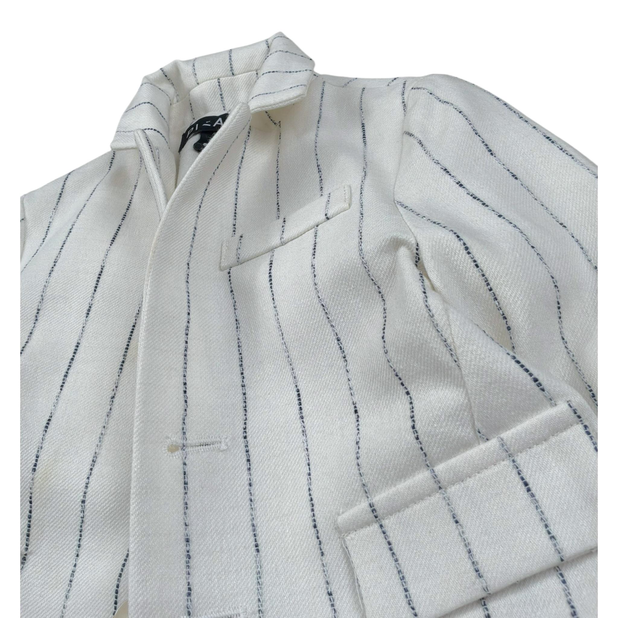 Please Giacca Tinta Unita con Fantasia A Righe per Neonato JB40131B73 BIANCO PLEASE 