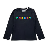 FREDDY shirt girocollo tinta unita con stampa Nero per Bambina FR1821 NERO FREDDY 