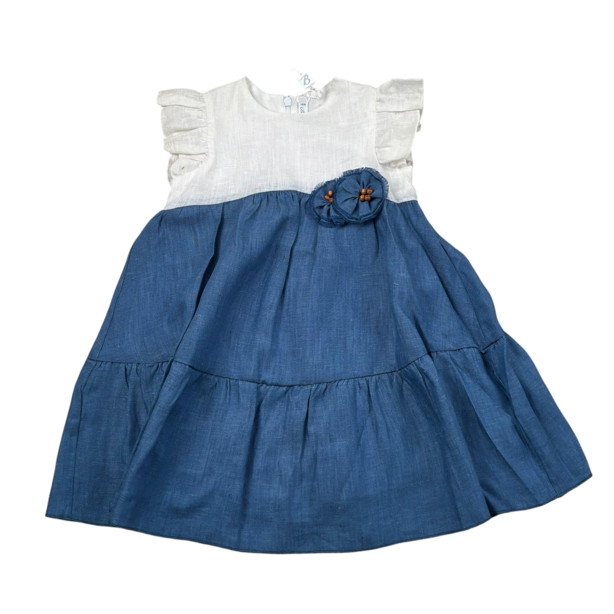 Barcellino Abito Cerimonia Tinta Unita con Applicazioni per Bambina 110310J BLU BARCELLINO 